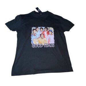 Good Times Graphic T-Shirt XL PFR New York Black 100% Cotton Crew Neck Short Sle